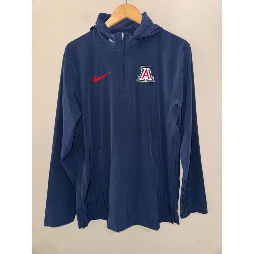 Mens S Nike Arizona Wildcats Football 1/4 Zip Team Issued PE Hooded Jacket NCAA
